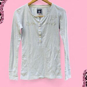 Y2K Vtg Victoria’s Secret Pink Henley Button Up Top Medium Thermal Long Sleeve